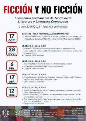 Calendario de sesiones I Seminario permanente de Teoría de la Literatura y Literatura Comparada